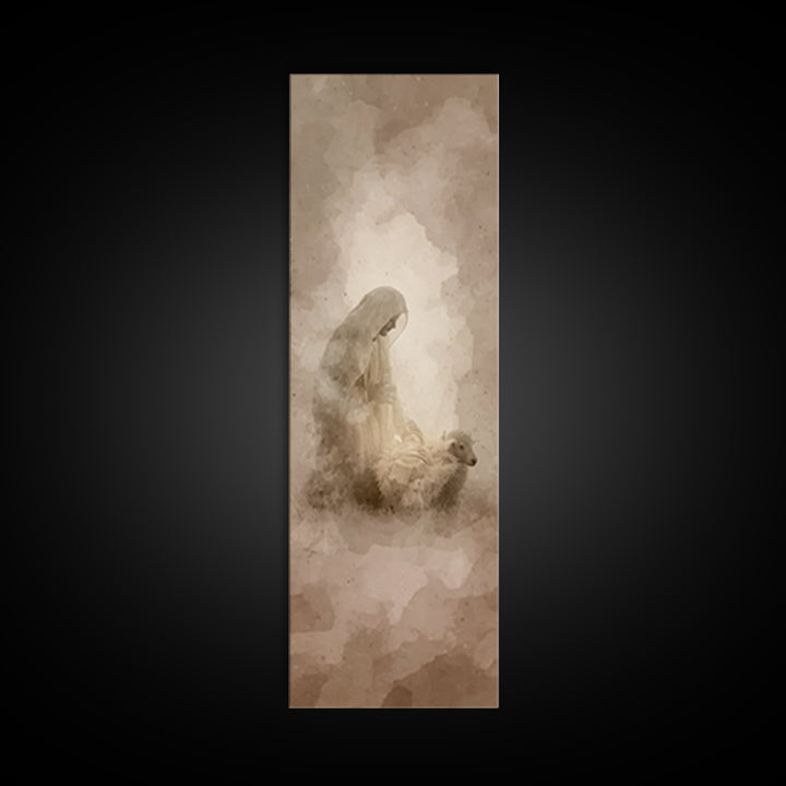 Shepherd’s Quiet Glory – Framed Canvas Print – Tall Skinny Art Print – Christian Art Canvas – Christian Wall Art – Christmas Art – Jesus Ch