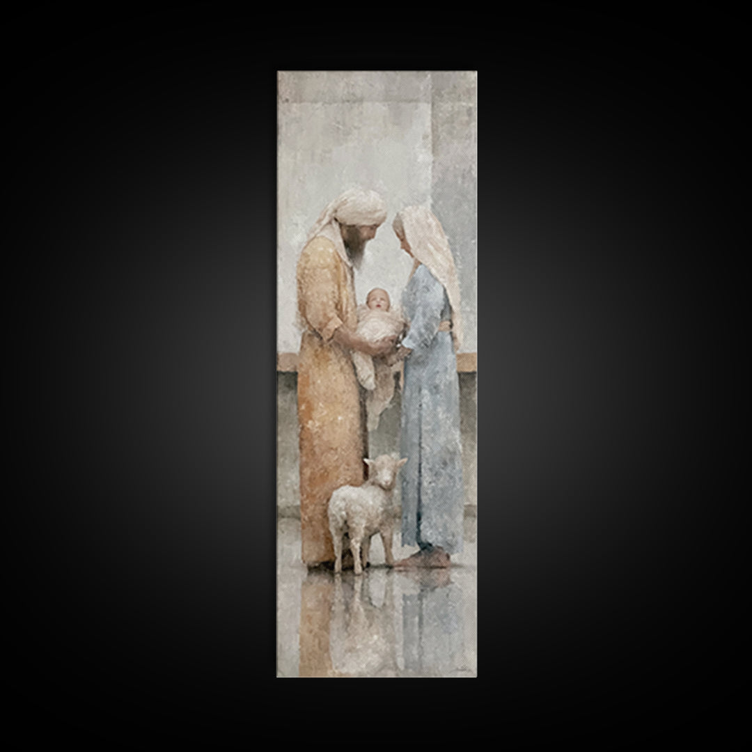 Bethlehem Dawn Light – Framed Canvas Print – Narrow Art – Christian Christmas Art – Christian Art Canvas – Christian Wall Art – Christmas C