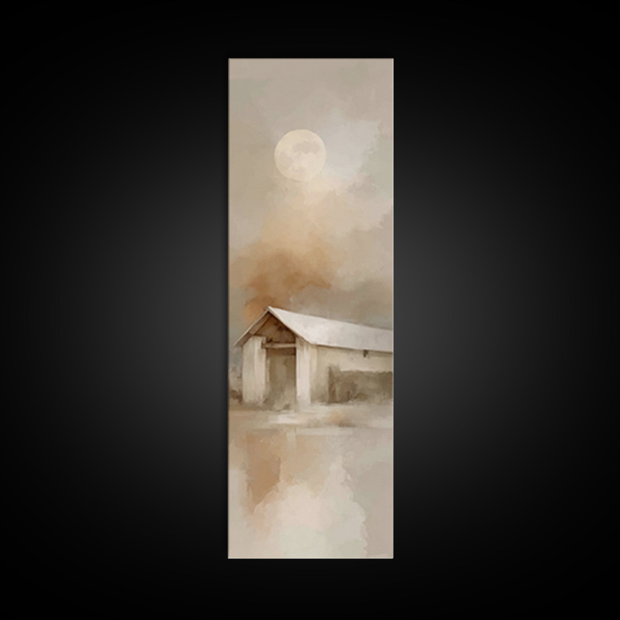 Humble Stable Moon – Framed Canvas Print – Tall Narrow Wall Art – Christmas Wall Art – Christian Christmas Art – Christian Art Canvas – Chr