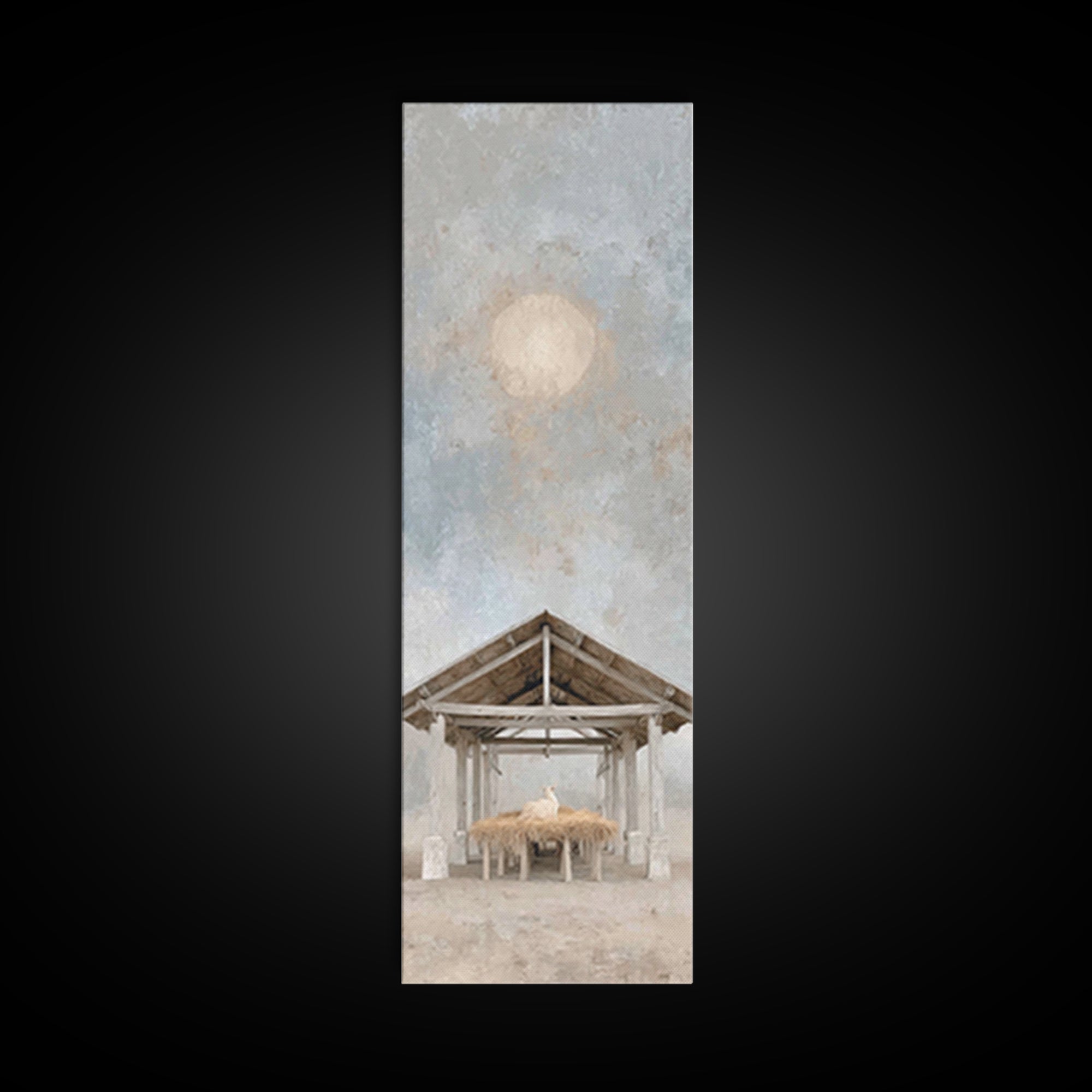 Moonlit Bethlehem Sky – Framed Canvas Print – Narrow Art – Christian Wall Art – Christian Christmas Art – Christian Art Canvas – Christmas