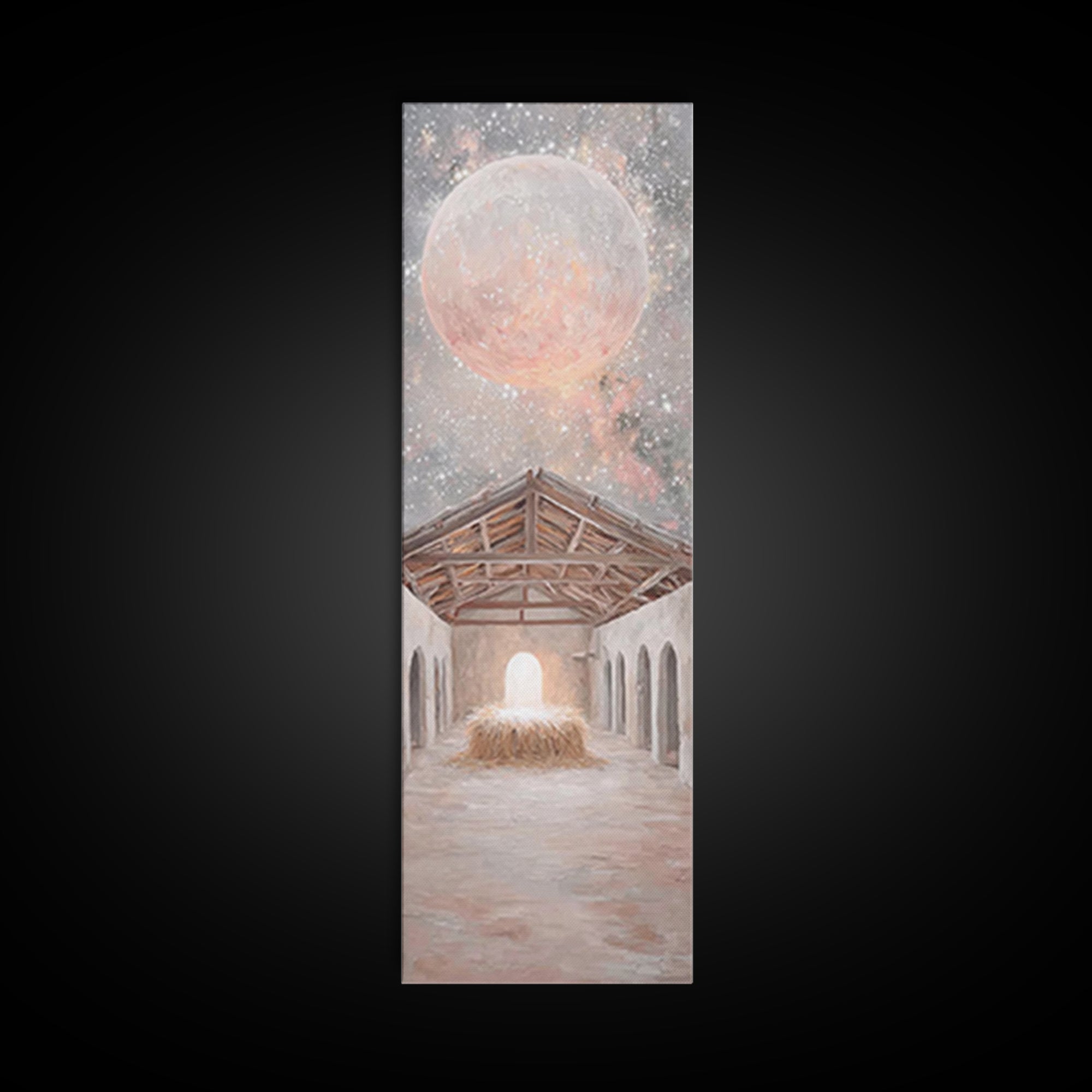 Celestial Nativity Light – Framed Canvas Print – Tall Narrow Wall Art – Christian Art Canvas – Christian Christmas Art – Christian Wall Art