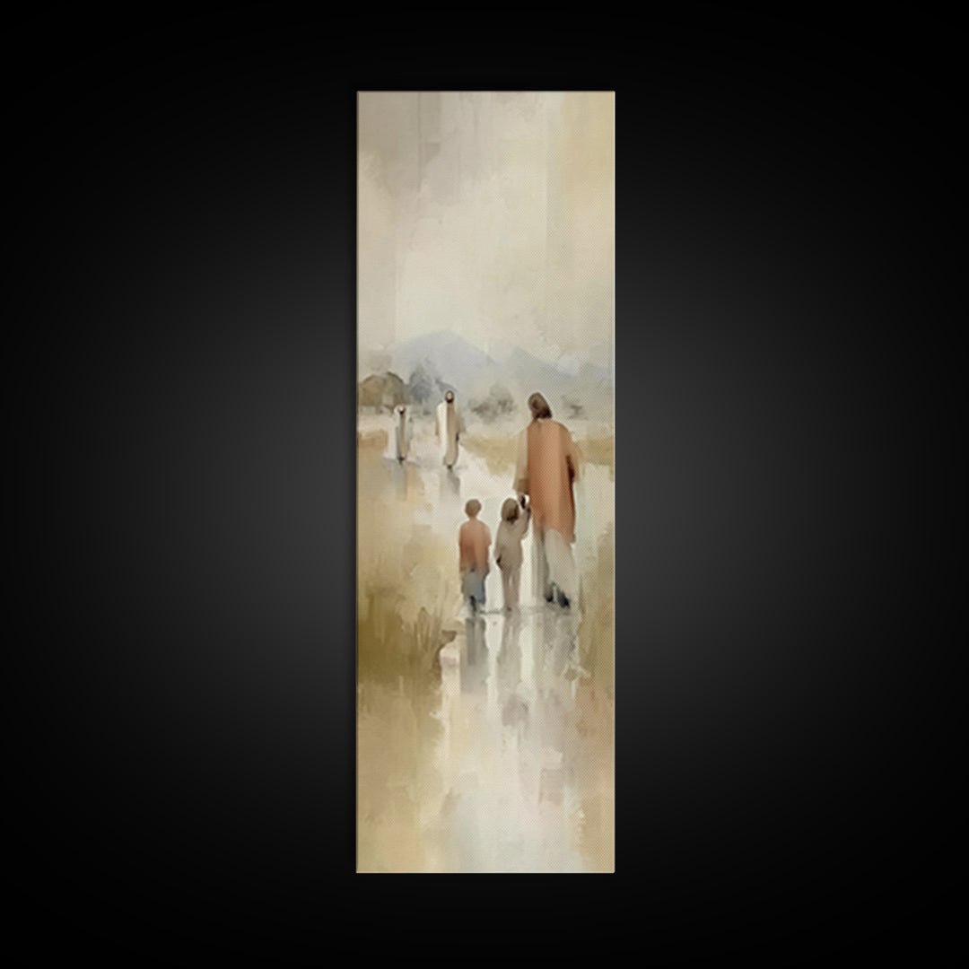Guiding Light Trail, Framed Canvas Print, Narrow Art, Christian Wall Art, Christian Art Canvas, Jesus Painting, Christmas Art