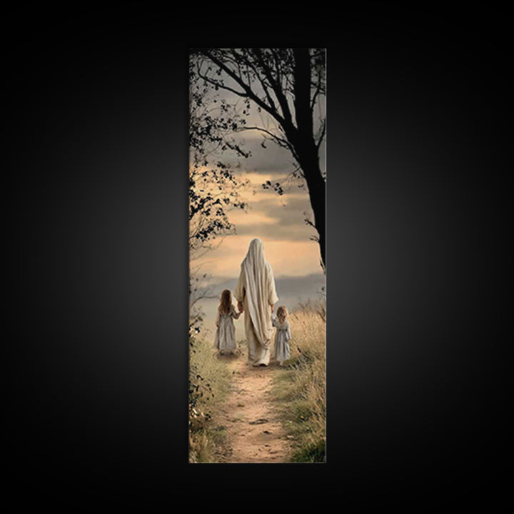 Walk In Faith – Framed Canvas Print – Skinny Art – Christian Painting – Christian Art Canvas – Jesus Art Print – Christmas Art