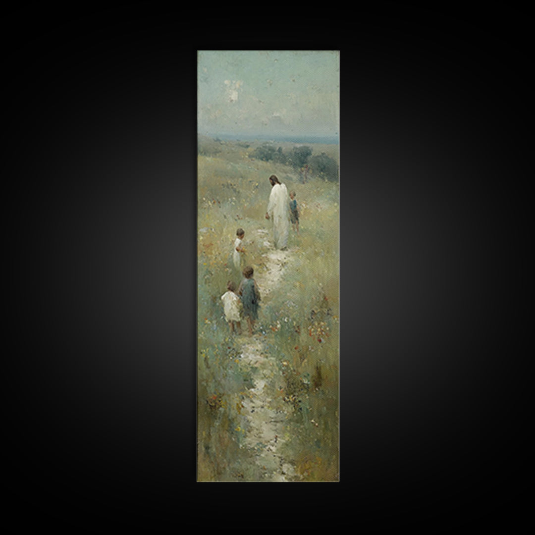 Evening Of Hope | Framed Canvas Print | Tall Narrow Wall Art | Christian Art | Jesus Painting Canvas | Christmas Art