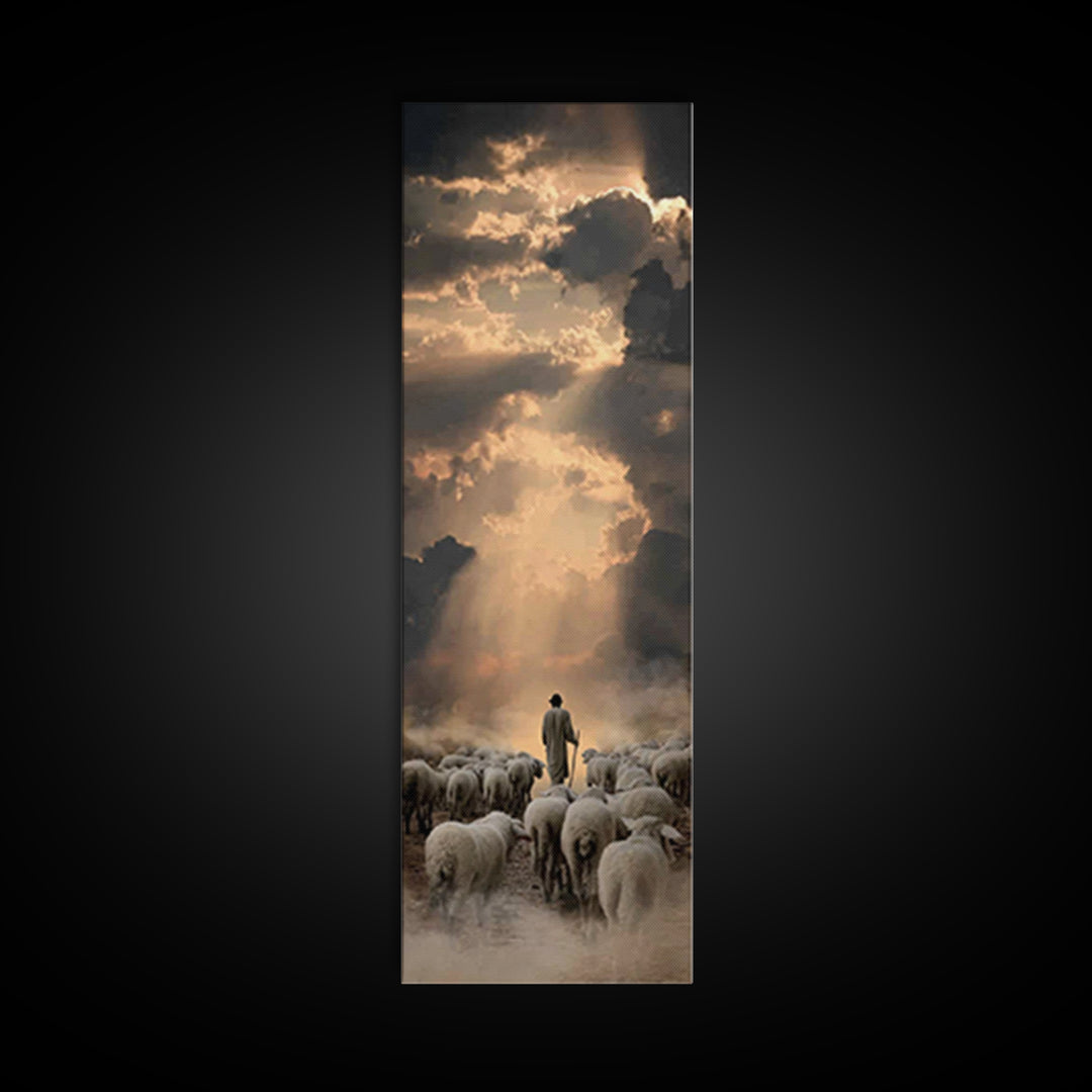 Lambs Of Heaven – Framed Canvas Print – Narrow Art – Christian Art Canvas – Jesus Painting – Christian Christmas Art