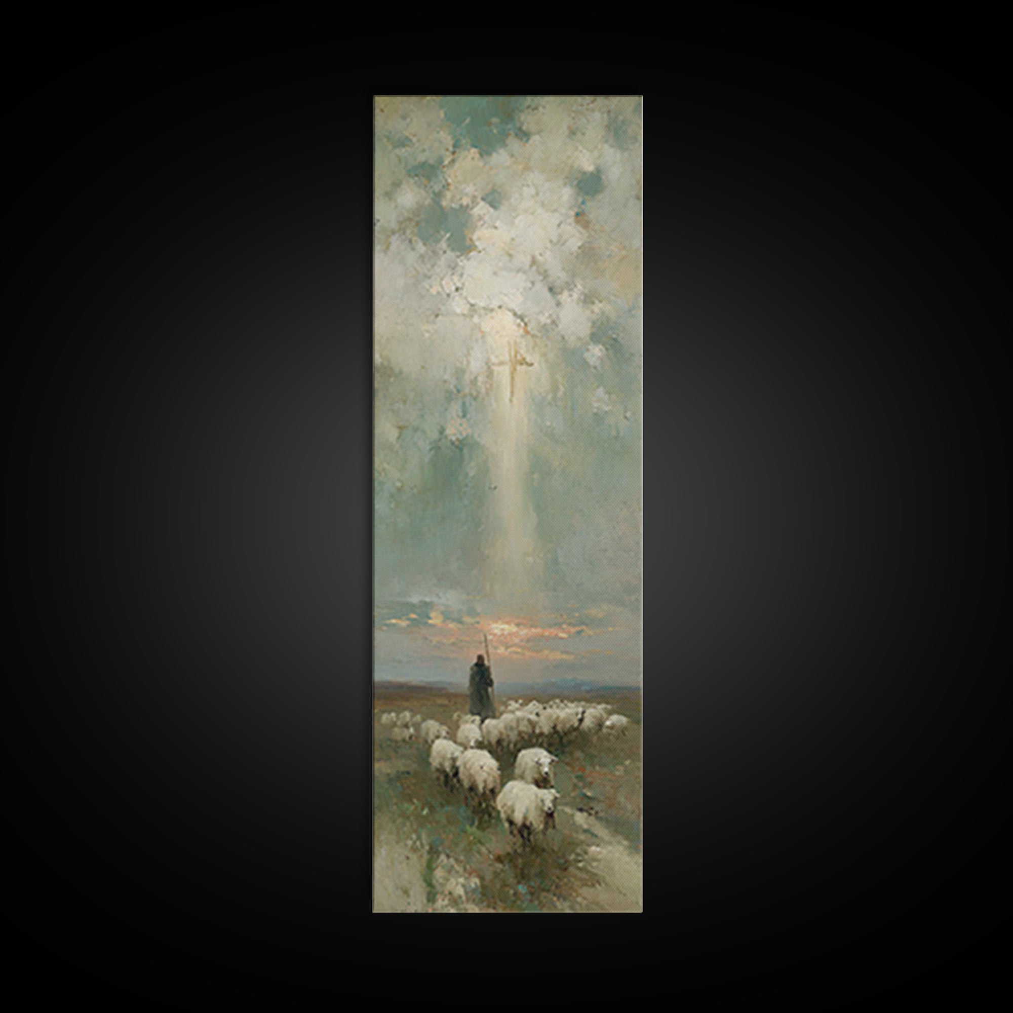 Desert Glory Sky | Framed Canvas Print | Narrow Art | Christian Art Canvas | Christian Painting | Christmas Art