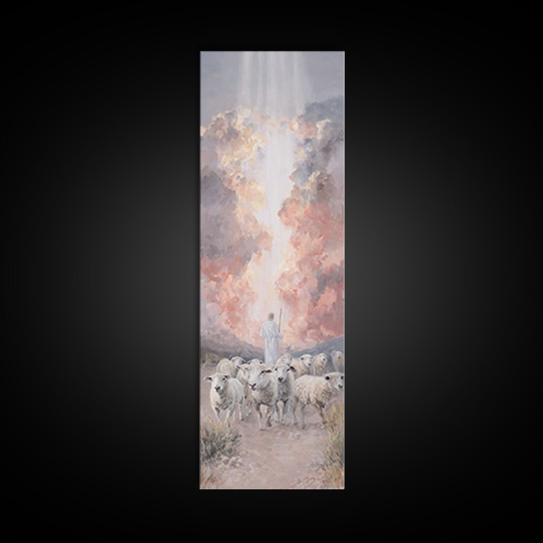 Cross Of The Clouds, Framed Canvas Print, Tall Narrow Wall Art, Christian Art, Jesus Painting, Christian Christmas Art