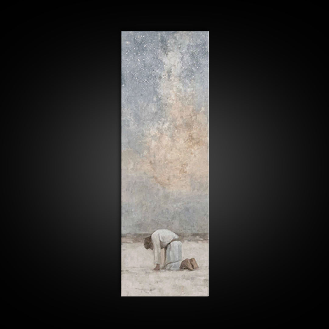 Desert Night Prayer – Framed Canvas Print – Christian Art Canvas – Jesus Painting – Christian Wall Art – Tall Narrow Wall Art – Christian A