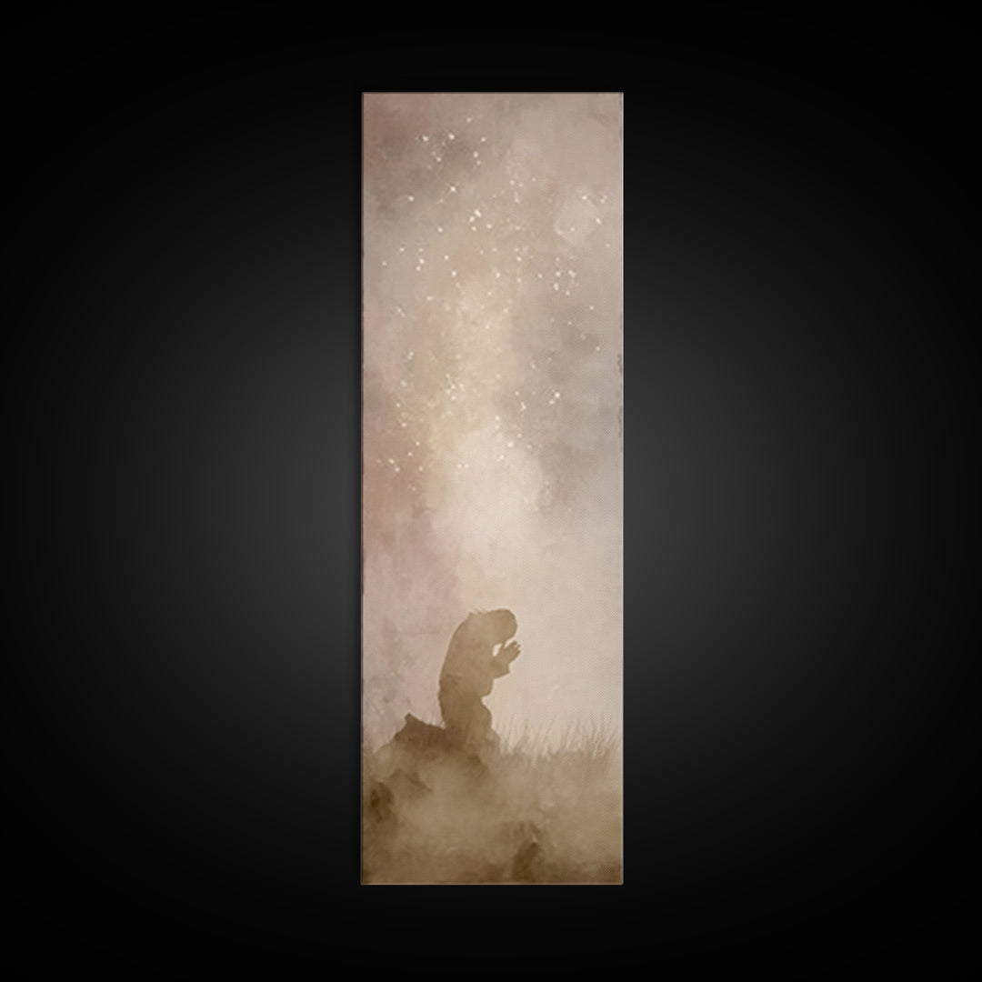 Silent Dawn Faith | Framed Canvas Print | Jesus Painting | Tall Narrow Wall Art | Christian Art Canvas | Christian Wall Art | Christian Art