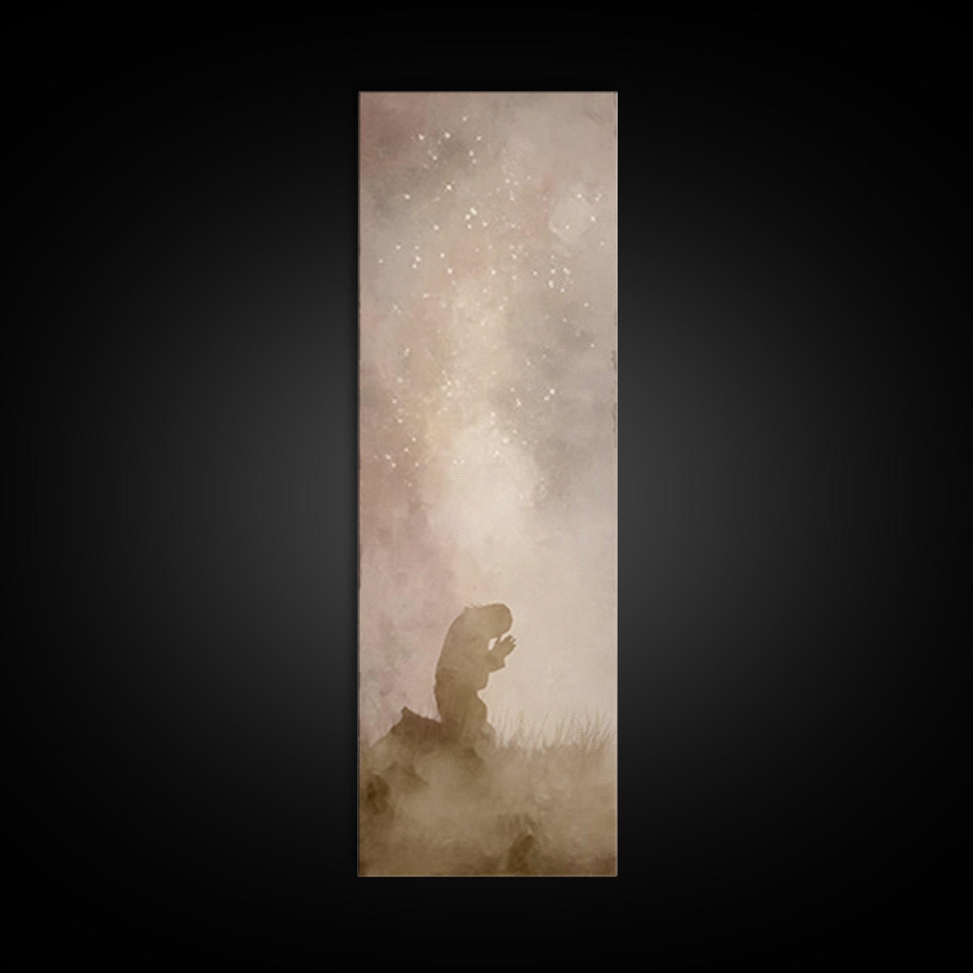 Silent Dawn Faith | Framed Canvas Print | Jesus Painting | Tall Narrow Wall Art | Christian Art Canvas | Christian Wall Art | Christian Art