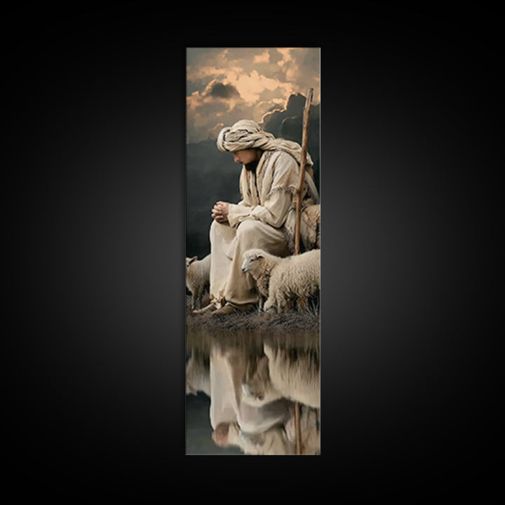 Still Waters Prayer | Framed Canvas Print | Christian Wall Art | Christian Art | Jesus Painting | Tall Narrow Wall Art | Christian Art Canv