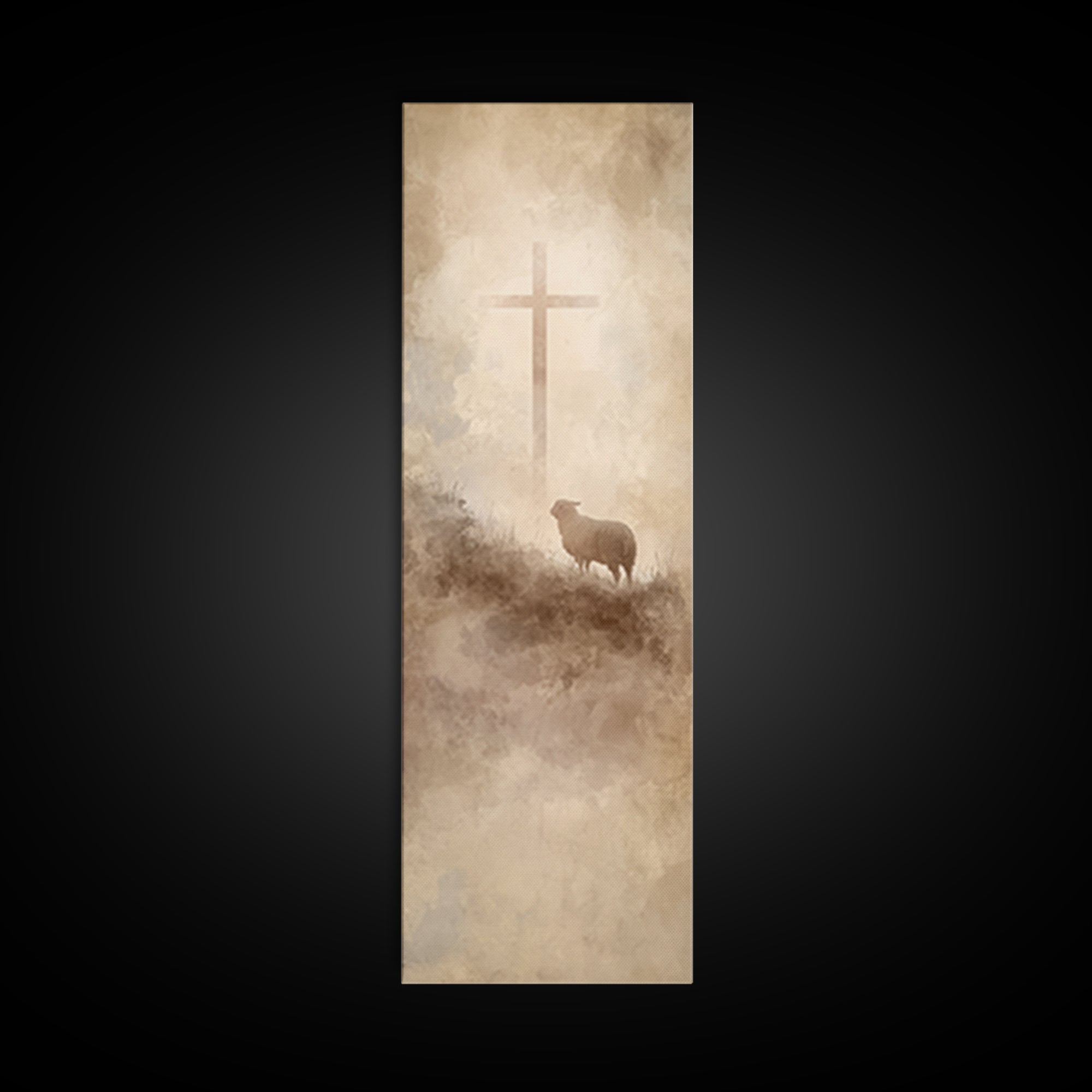 Cross On The Hill – Framed Canvas Print – Narrow Art – Christian Wall Art – Christian Art Print – Moody Christian Art – Jesus Painting – Ch