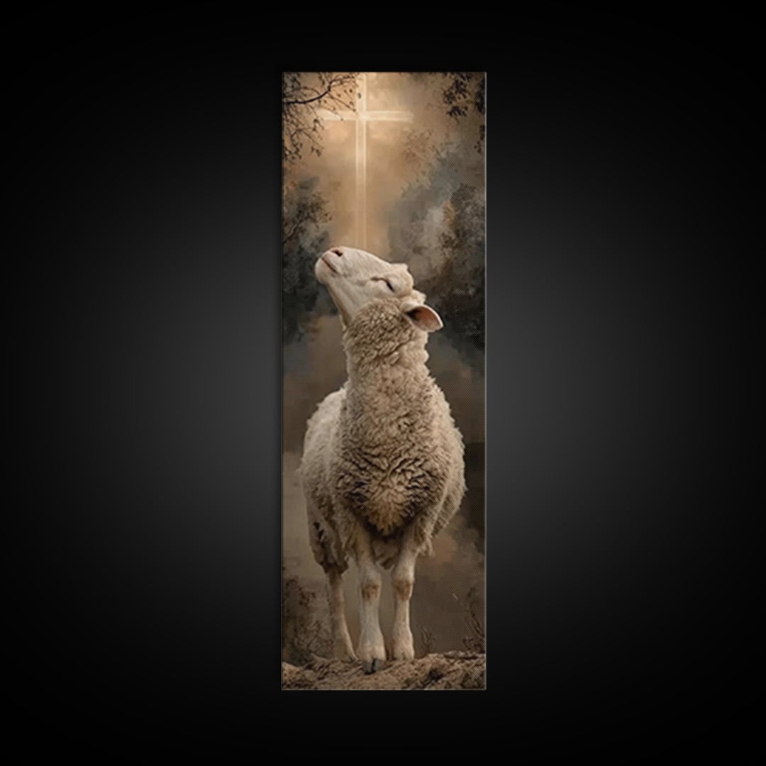Lamb Of Hope – Framed Canvas Print – Skinny Art – Christian Art – Christian Art Canvas – Christian Painting – Christian Christmas Art – Chr