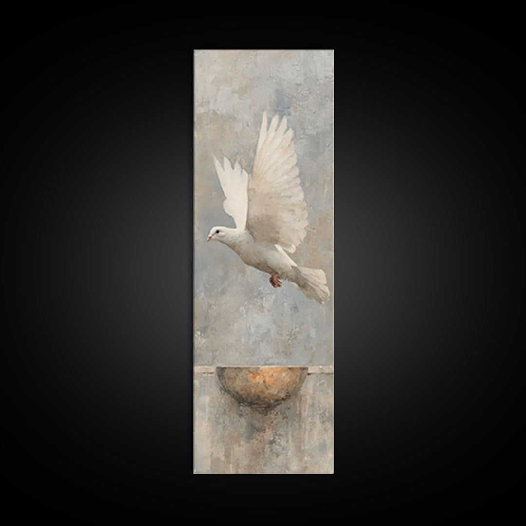 Dove Of Peace – Framed Canvas Print – Narrow Art – Christian Art Canvas – Christian Wall Art – Christian Painting – Christian Christmas Art