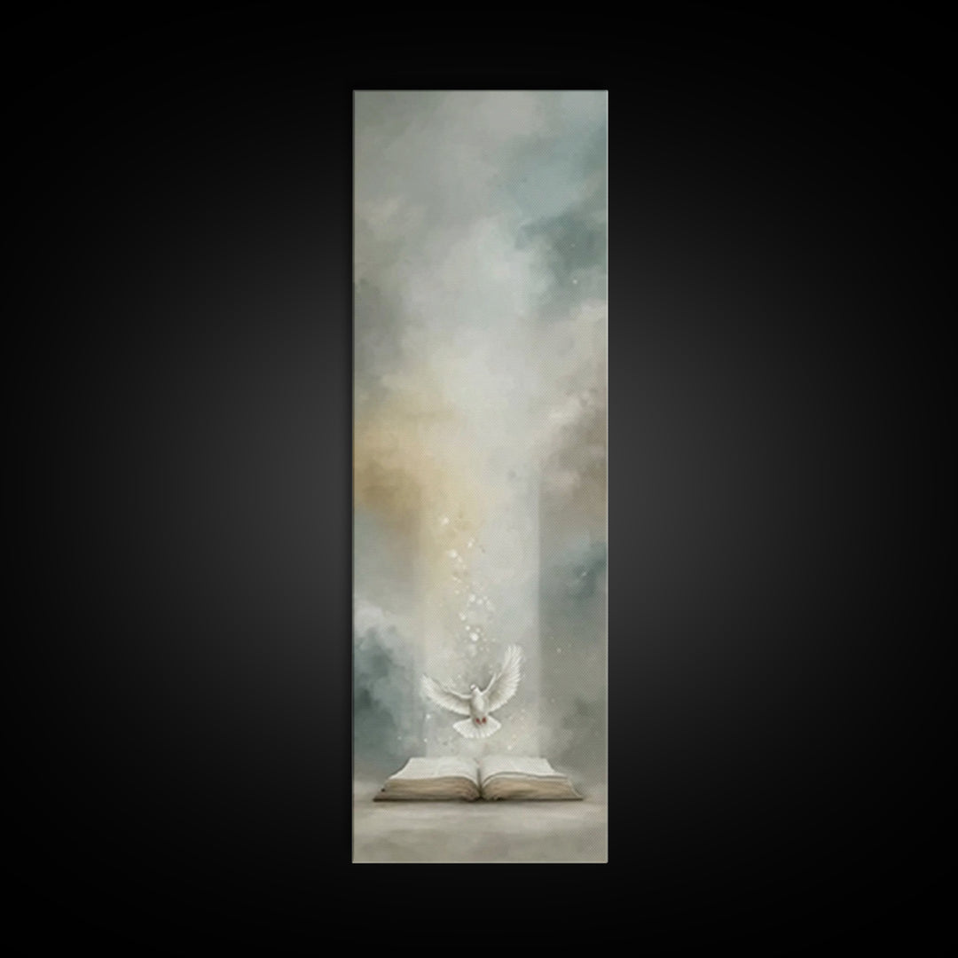 Spirit’s Living Word – Framed Canvas Print – Tall Narrow Wall Art – Christian Art Canvas – Christian Wall Art – Christian Paintings – Chris