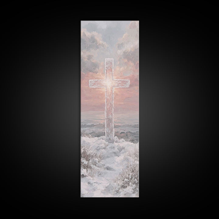 Rising Light Cross – Framed Canvas Print – Skinny Art – Christian Art Canvas – Christian Wall Art – Christian Painting – Christian Christma