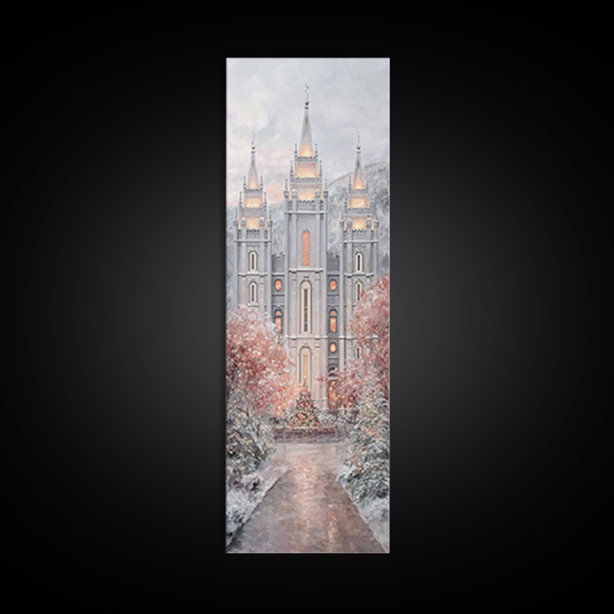 Winter Temple Light - Framed Canvas Print - Christian Wall Art - Christian Christmas Art - Narrow Art - Christian Art Canvas - Christmas De
