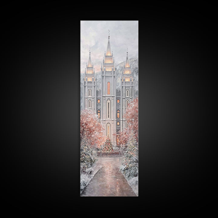 Winter Temple Light - Framed Canvas Print - Christian Wall Art - Christian Christmas Art - Narrow Art - Christian Art Canvas - Christmas De