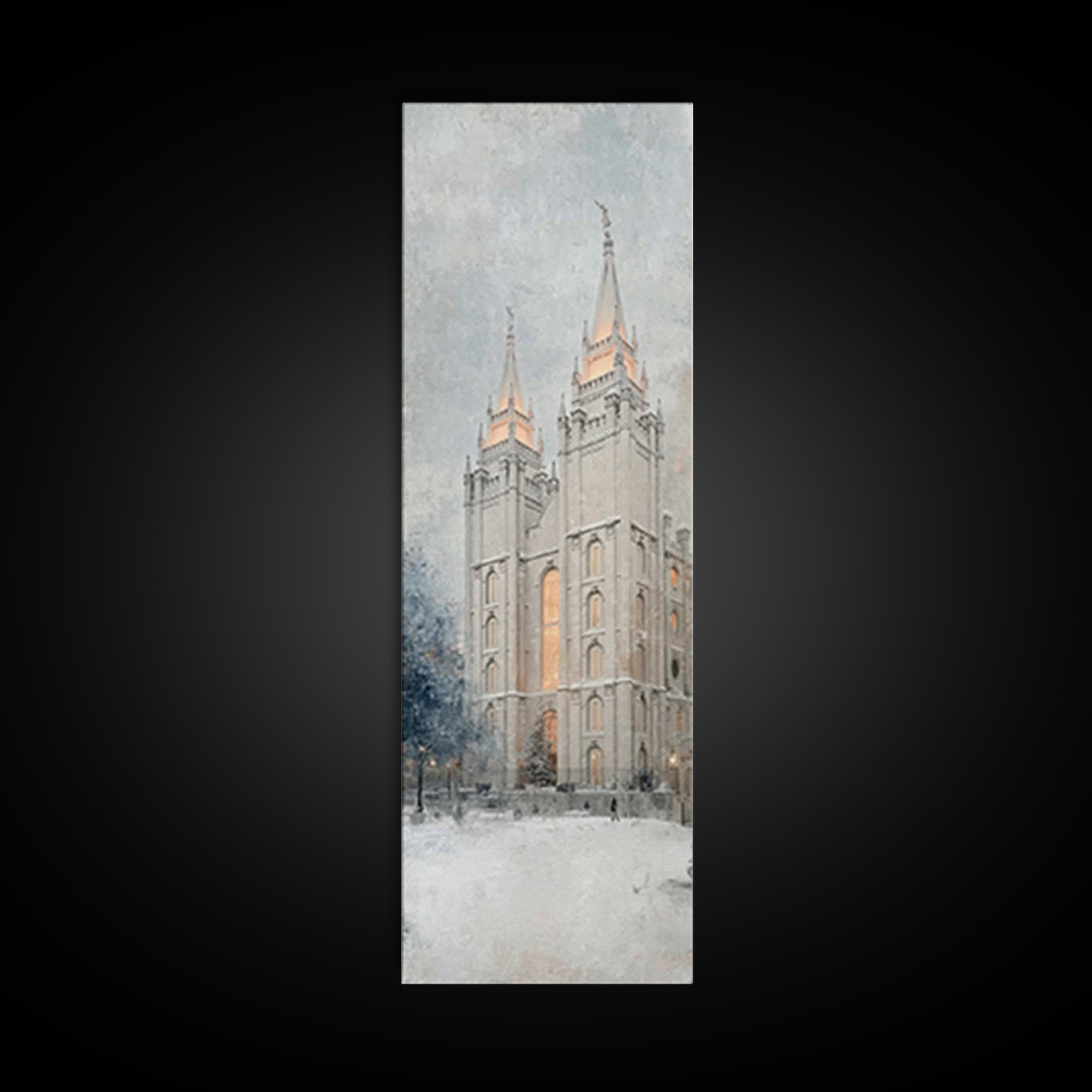 Winter Temple Towers - Framed Canvas Print - Christian Christmas Art - Narrow Art - Christian Art Prints - Modern Christian Painting - Chri