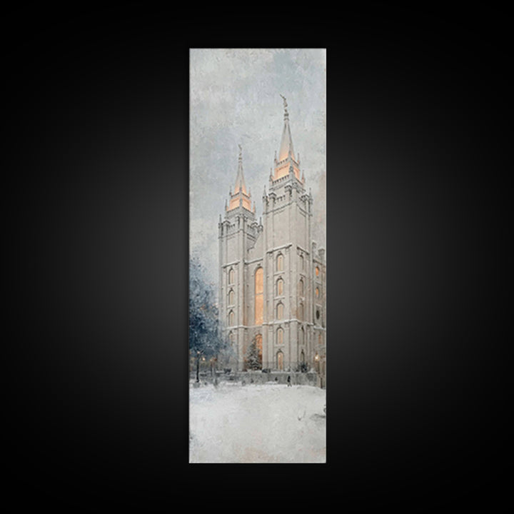 Winter Temple Towers - Framed Canvas Print - Christian Christmas Art - Narrow Art - Christian Art Prints - Modern Christian Painting - Chri