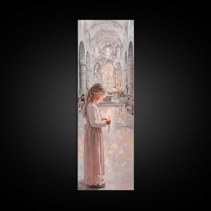 Candlelight Prayer – Framed Canvas Print – Christian Wall Art – Christian Art Canvas – Tall Narrow Wall Art – Christian Painting – Christia
