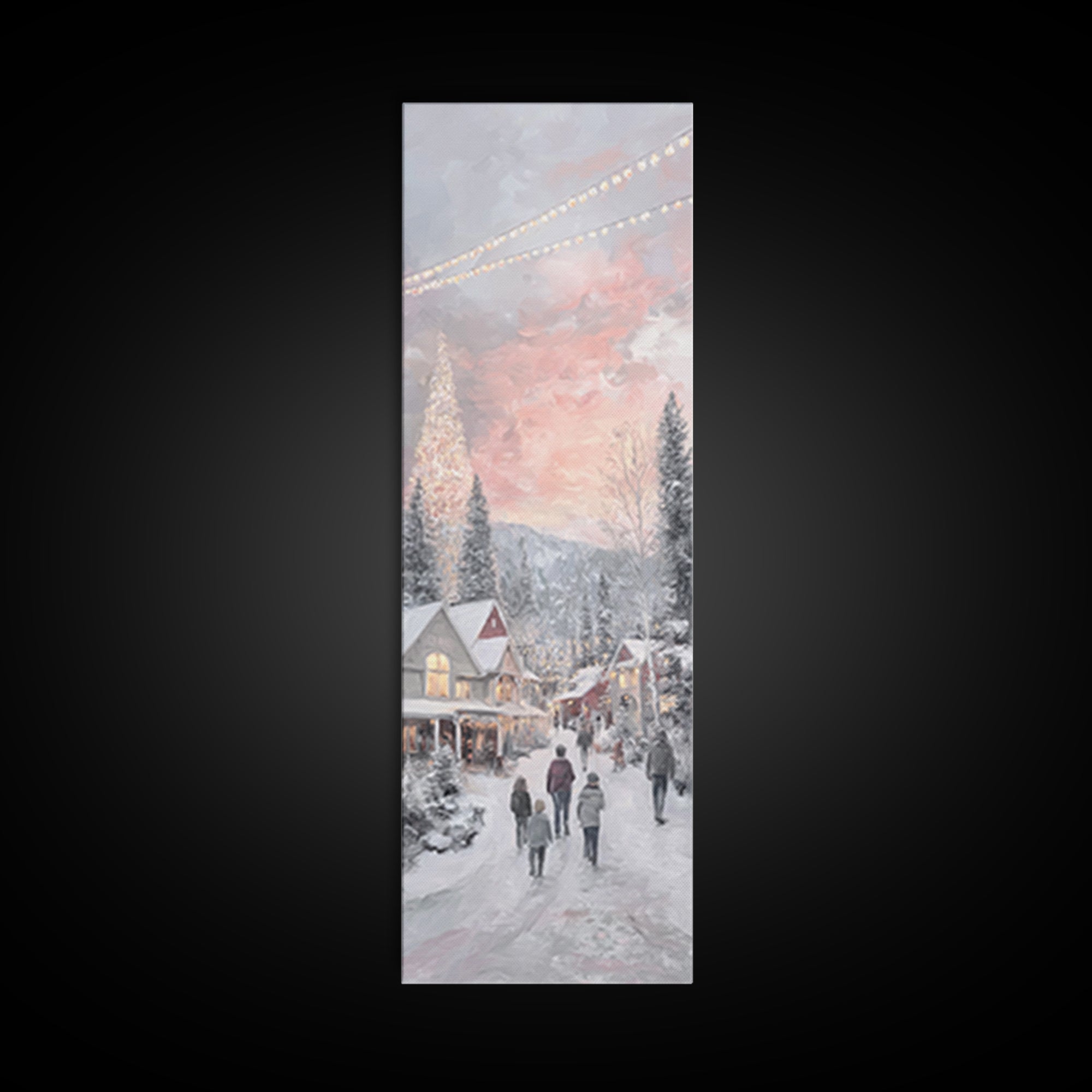 Evening Noel Stroll, Framed Canvas Print, Christmas Art Prints, Christian Wall Art, Skinny Art, Christian Christmas Decor, Christian Art Ca