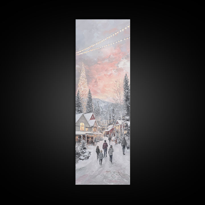 Evening Noel Stroll, Framed Canvas Print, Christmas Art Prints, Christian Wall Art, Skinny Art, Christian Christmas Decor, Christian Art Ca