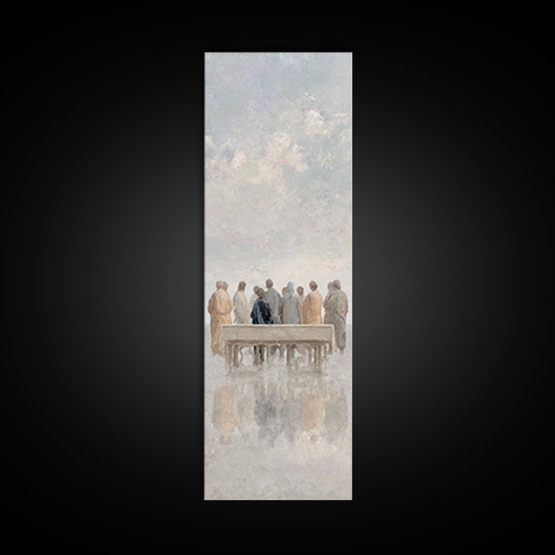 Gathered In Light – Framed Canvas Print – Christian Art Canvas – Jesus Painting – Skinny Art – Christian Wall Art – Minimalist Christian Ar