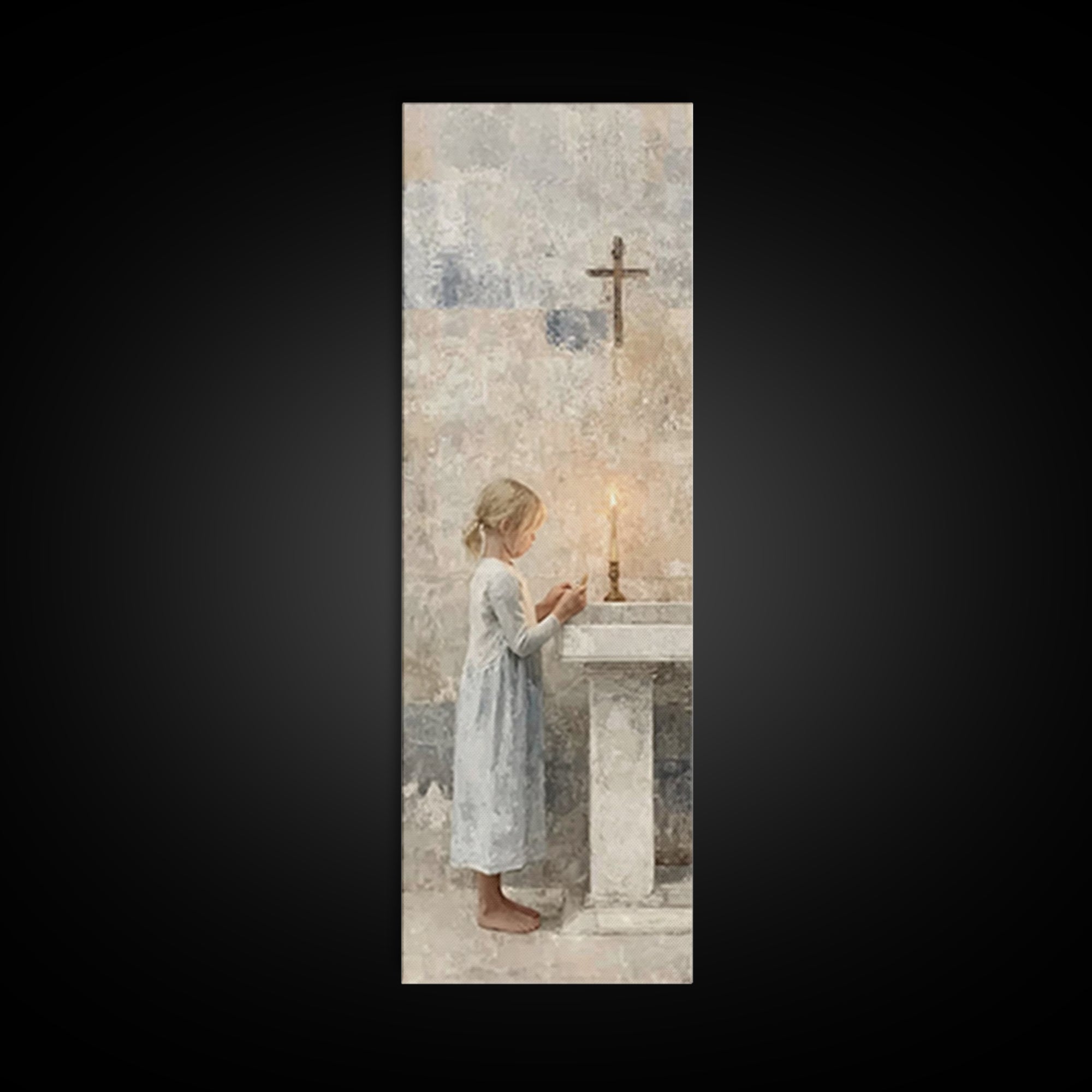 Little Acolyte – Framed Canvas Print | Christian Art Canvas | Minimalist Christian Art | Skinny Art | Christian Wall Art | Christian Painti