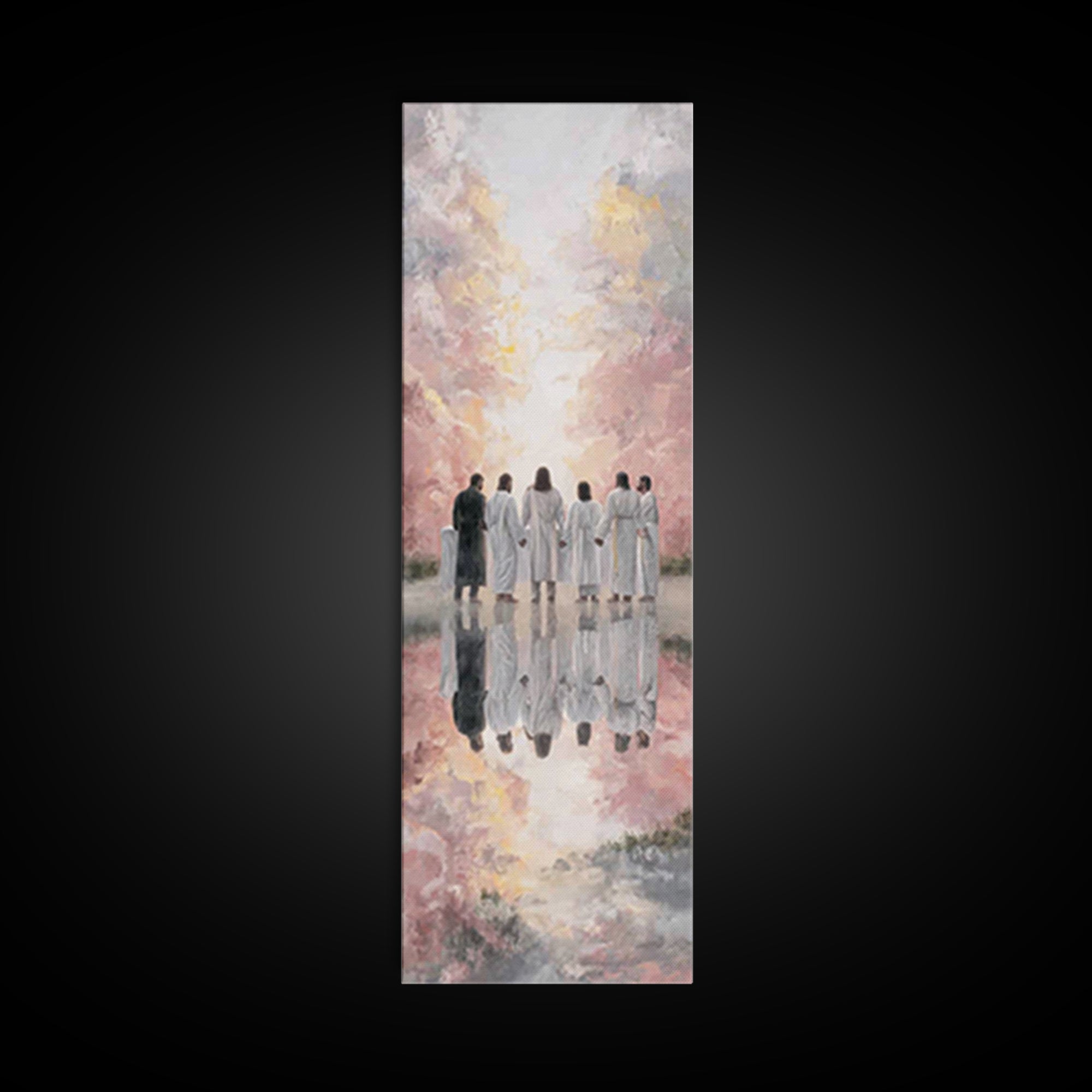 Heavenly Fellowship – Framed Canvas Print – Christian Wall Art – Christian Art Canvas – Jesus Painting – Tall Narrow Wall Art
