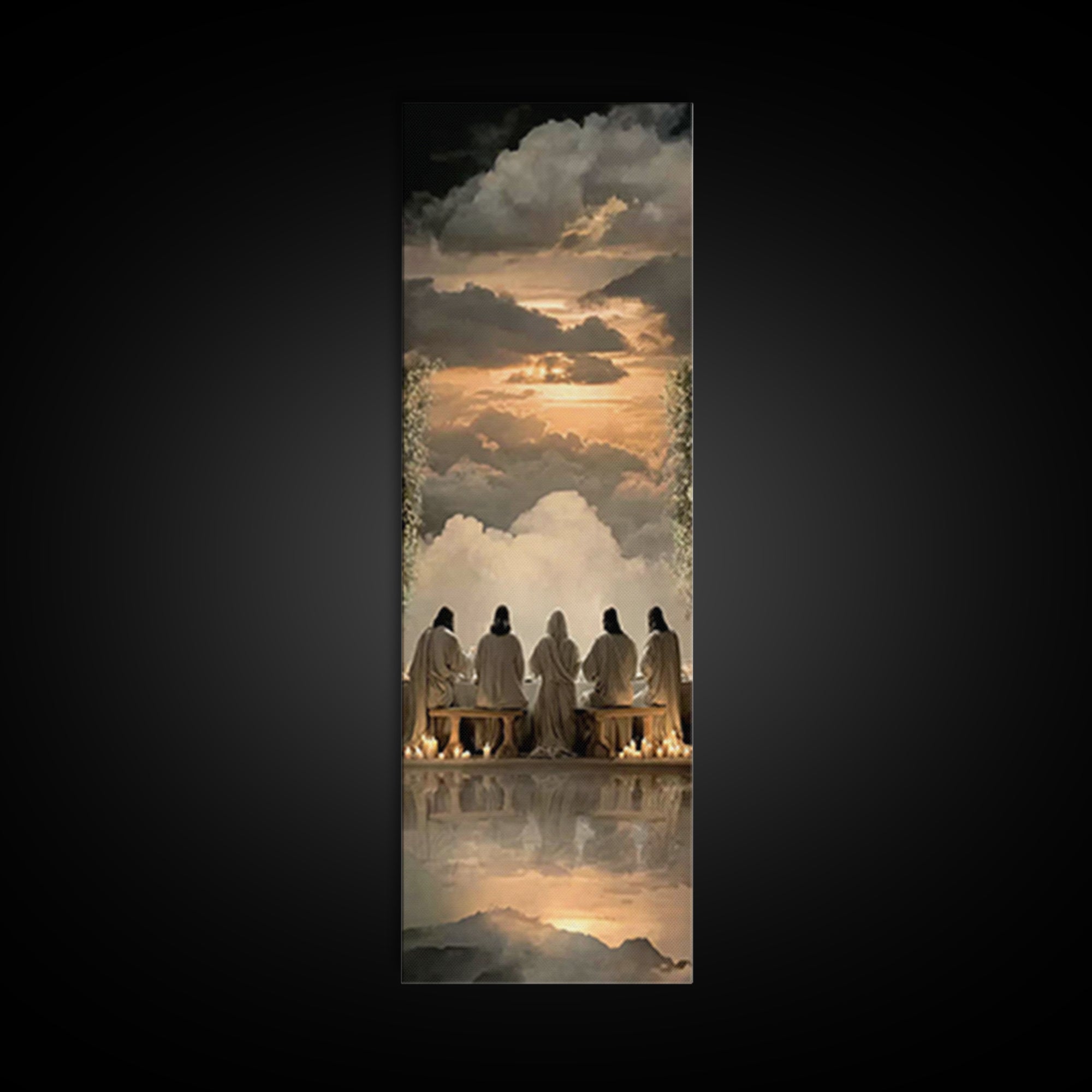 Celestial Supper Light – Framed Canvas Print – Christian Wall Art – Christian Christmas Art – Christian Art Canvas – Narrow Art