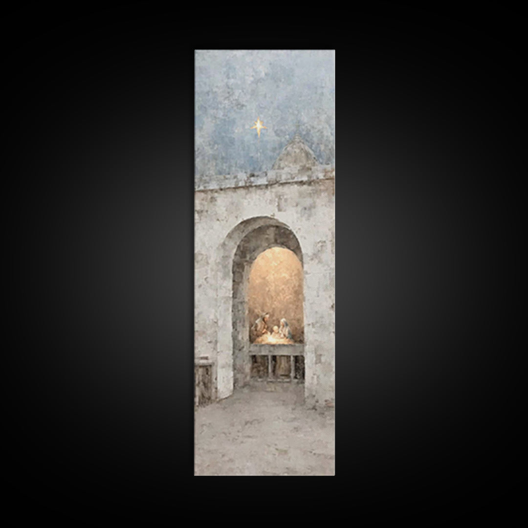 Divine Birth Star – Framed Canvas Print – Christian Wall Art – Christian Christmas Art – Christian Art Canvas – Tall Narrow Wall Art