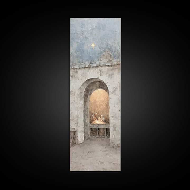 Divine Birth Star – Framed Canvas Print – Christian Wall Art – Christian Christmas Art – Christian Art Canvas – Tall Narrow Wall Art