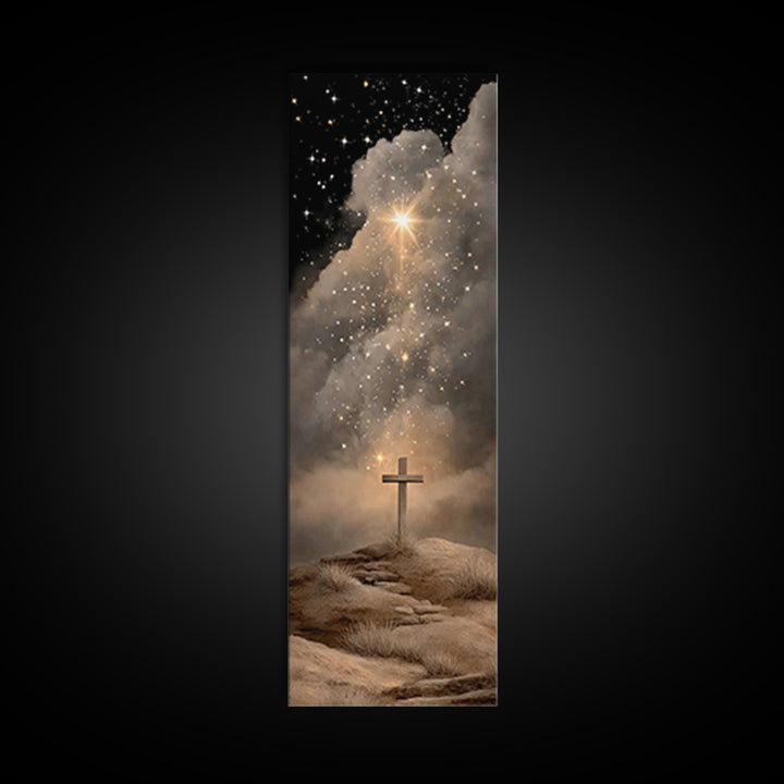 Cross Of Hope – Framed Canvas Print – Skinny Art – Christian Art Canvas – Christian Christmas Art – Jesus Painting – Christian Wall Art
