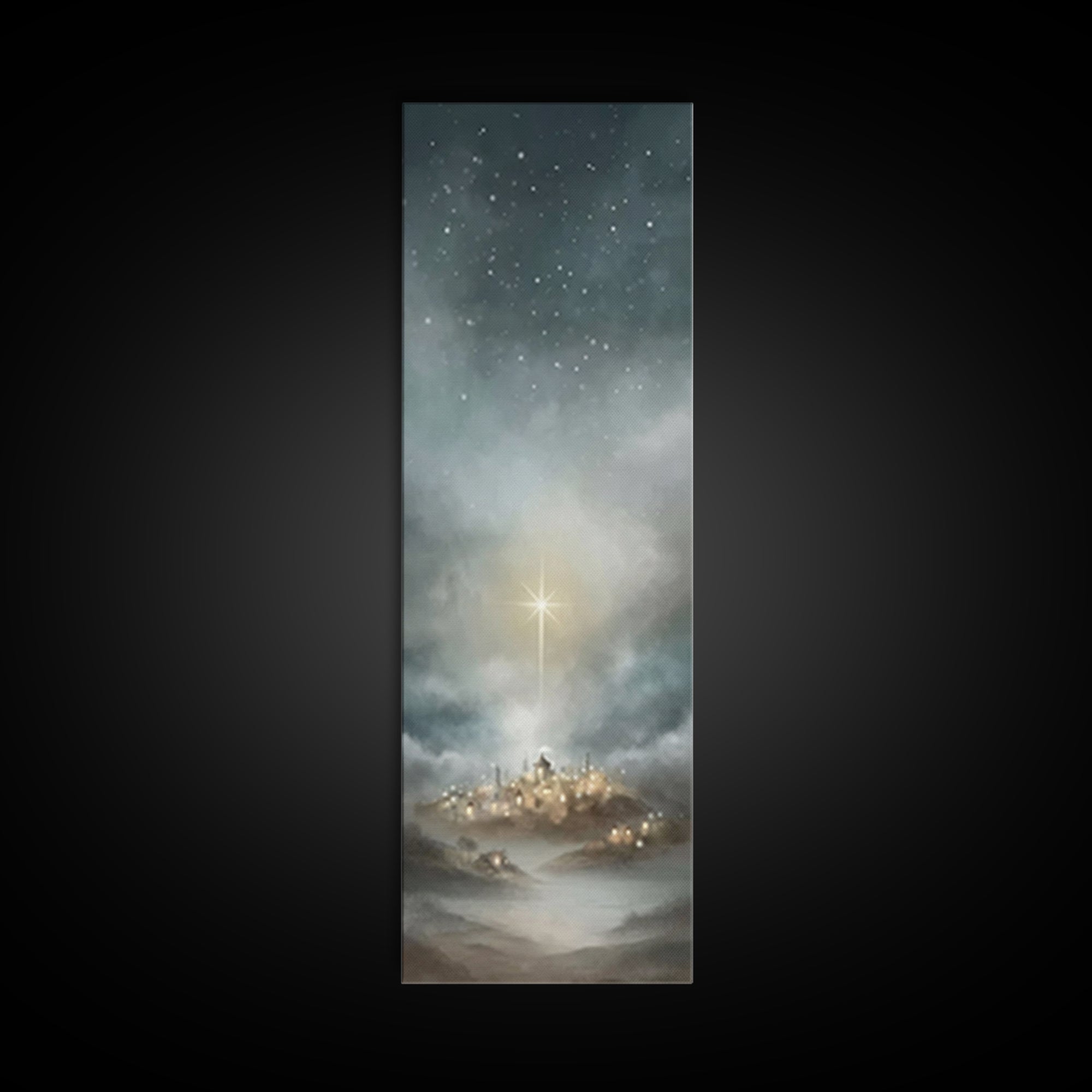 Bethlehem Light – Framed Canvas Print – Narrow Art – Christian Wall Art – Christmas Canvas Wall Art – Christian Art – Christian Christmas D