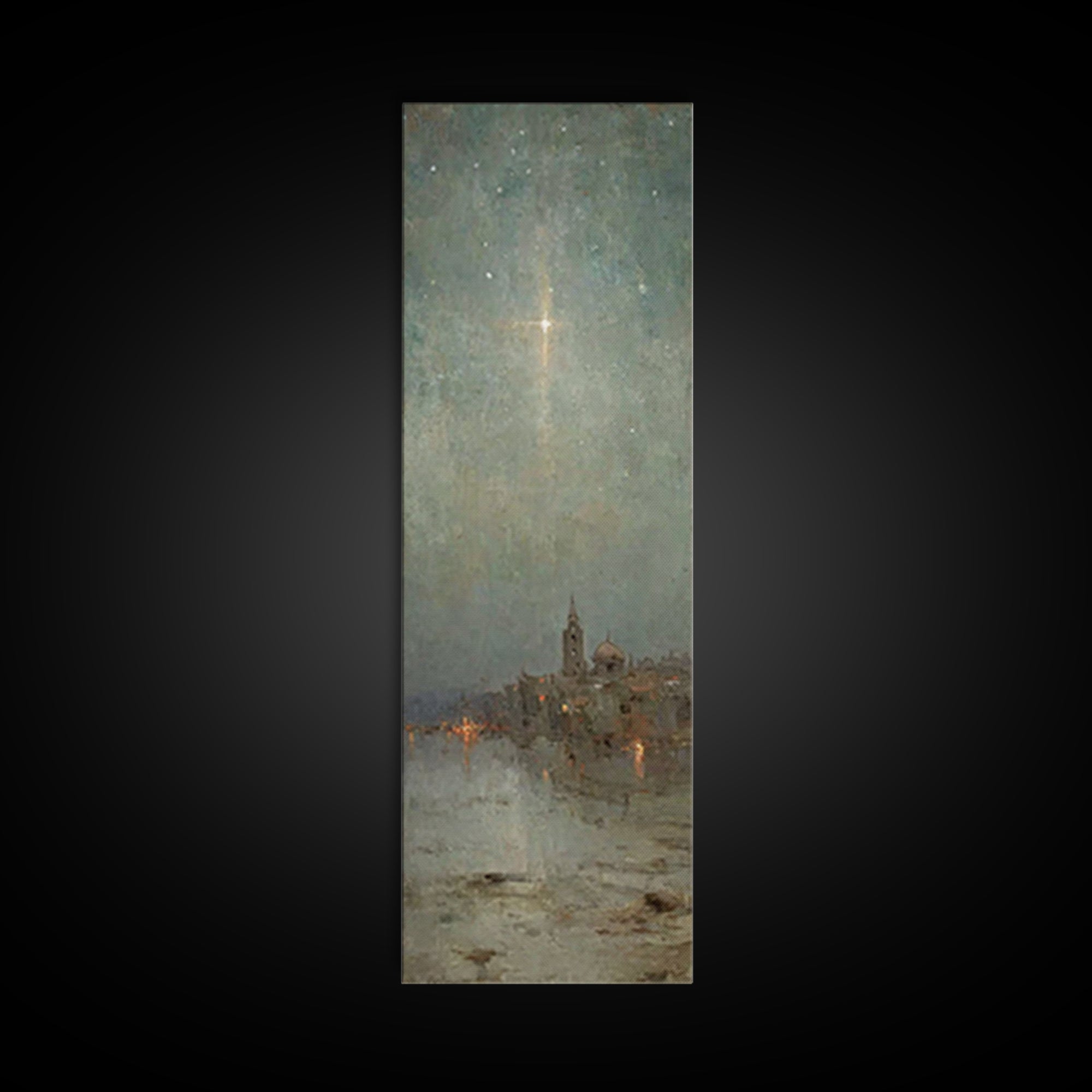 City Of Peace – Framed Canvas Print – Tall Skinny Art Print – Christian Art Print – Vintage Christmas Art – Christian Wall Art – Christmas