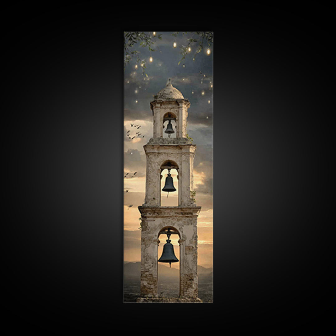 Chapel Sunrise – Framed Canvas Print – Tall Skinny Art Print – Christian Art – Christian Christmas Decor – Christian Wall Art – Christmas A