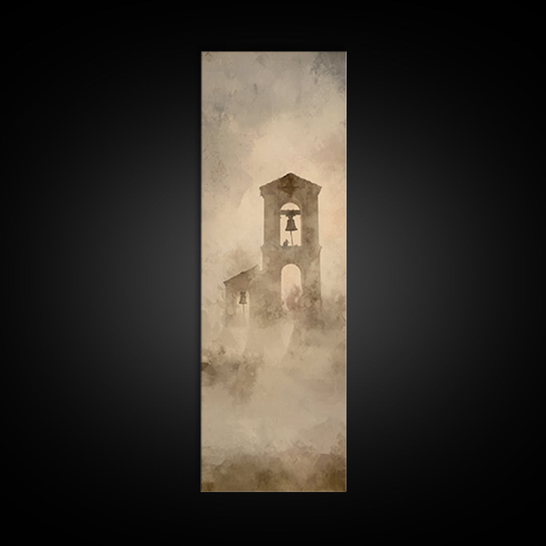 Silent Bell Tower | Framed Canvas Print | Skinny Art | Christian Art Canvas | Christian Christmas Art | Christian Painting | Jesus Art