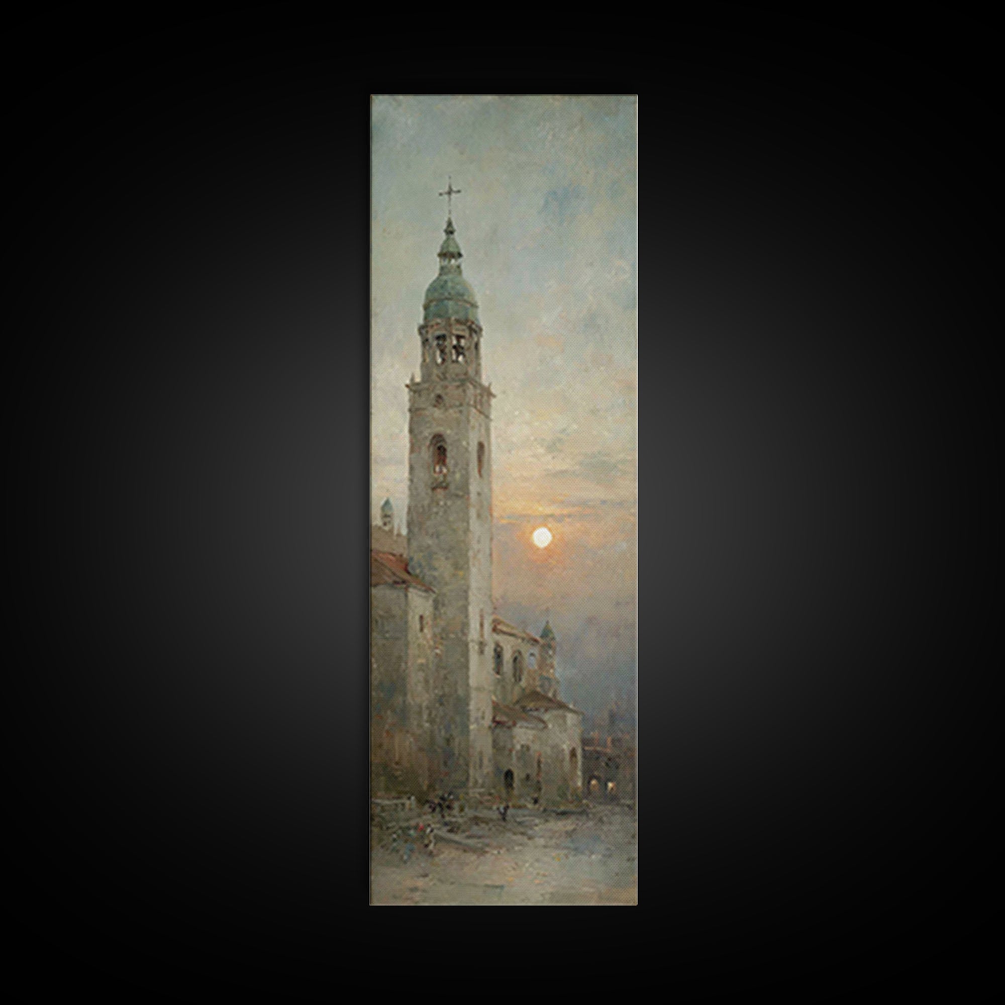 Twilight Cathedral Grace – Framed Canvas Print – Tall Skinny Art Print – Christian Christmas Art – Christian Art – Christian Wall Art – Jes