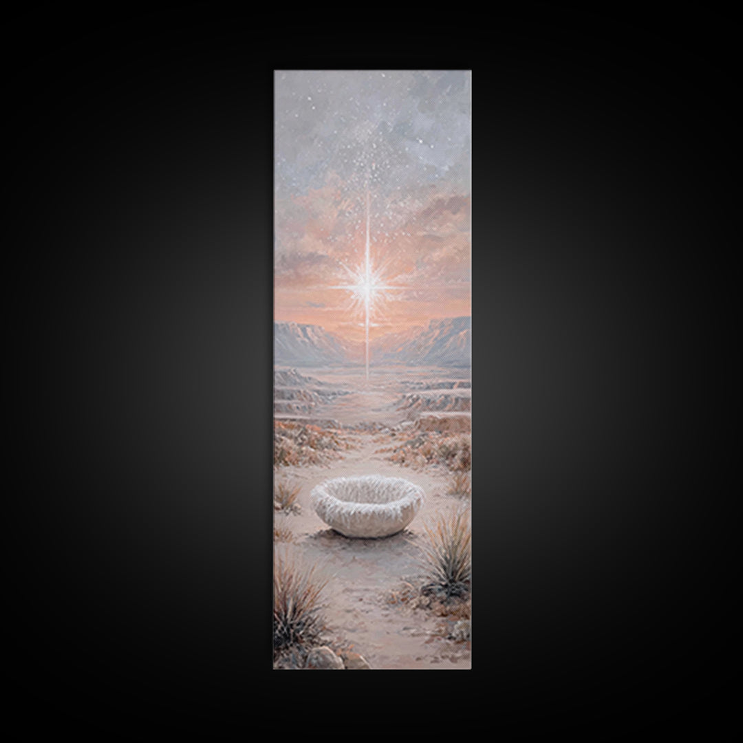 Desert Star Wonder | Framed Canvas Print | Tall Narrow Wall Art | Christian Art | Christmas Art | Christian Art Canvas | Christian Painting