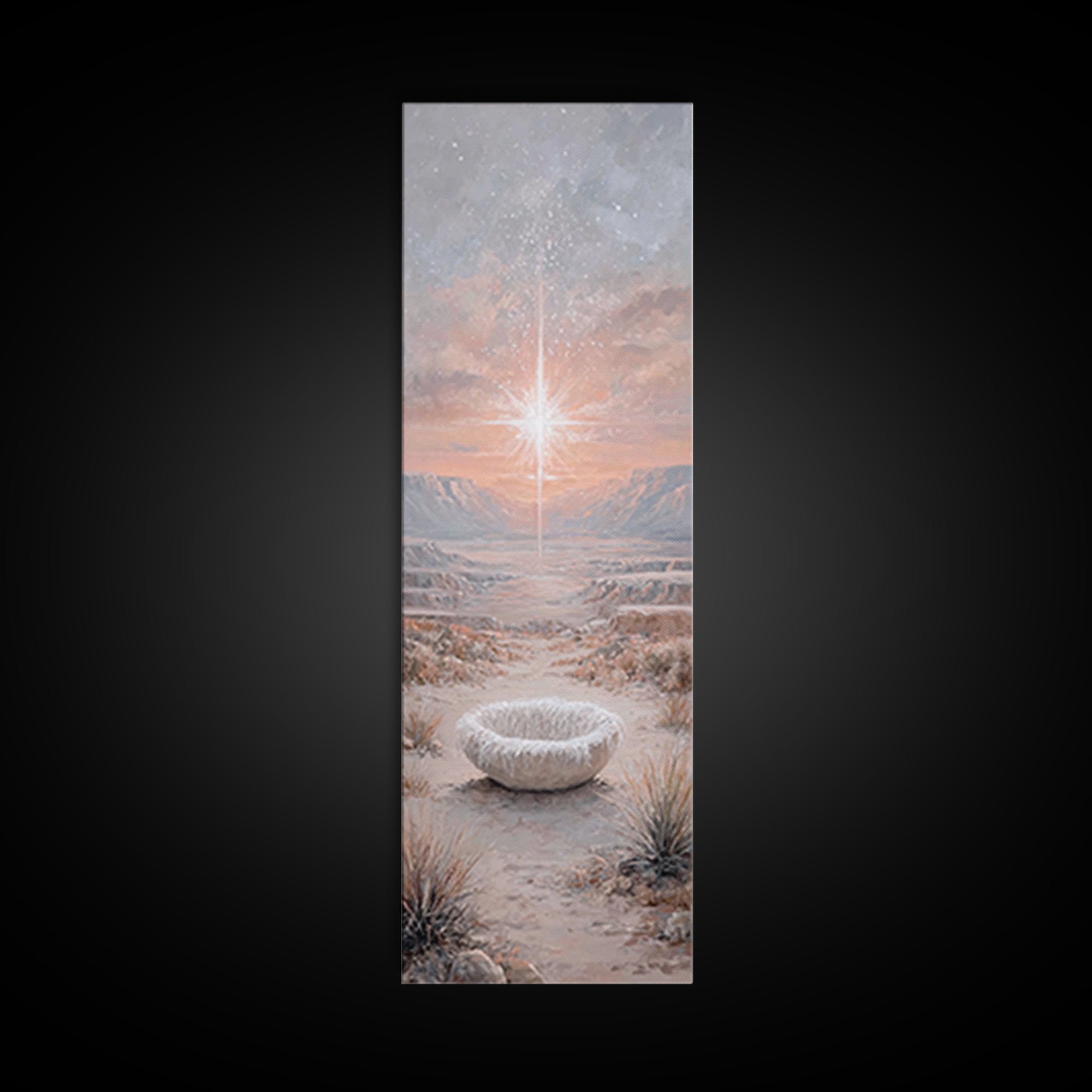 Desert Star Wonder | Framed Canvas Print | Tall Narrow Wall Art | Christian Art | Christmas Art | Christian Art Canvas | Christian Painting
