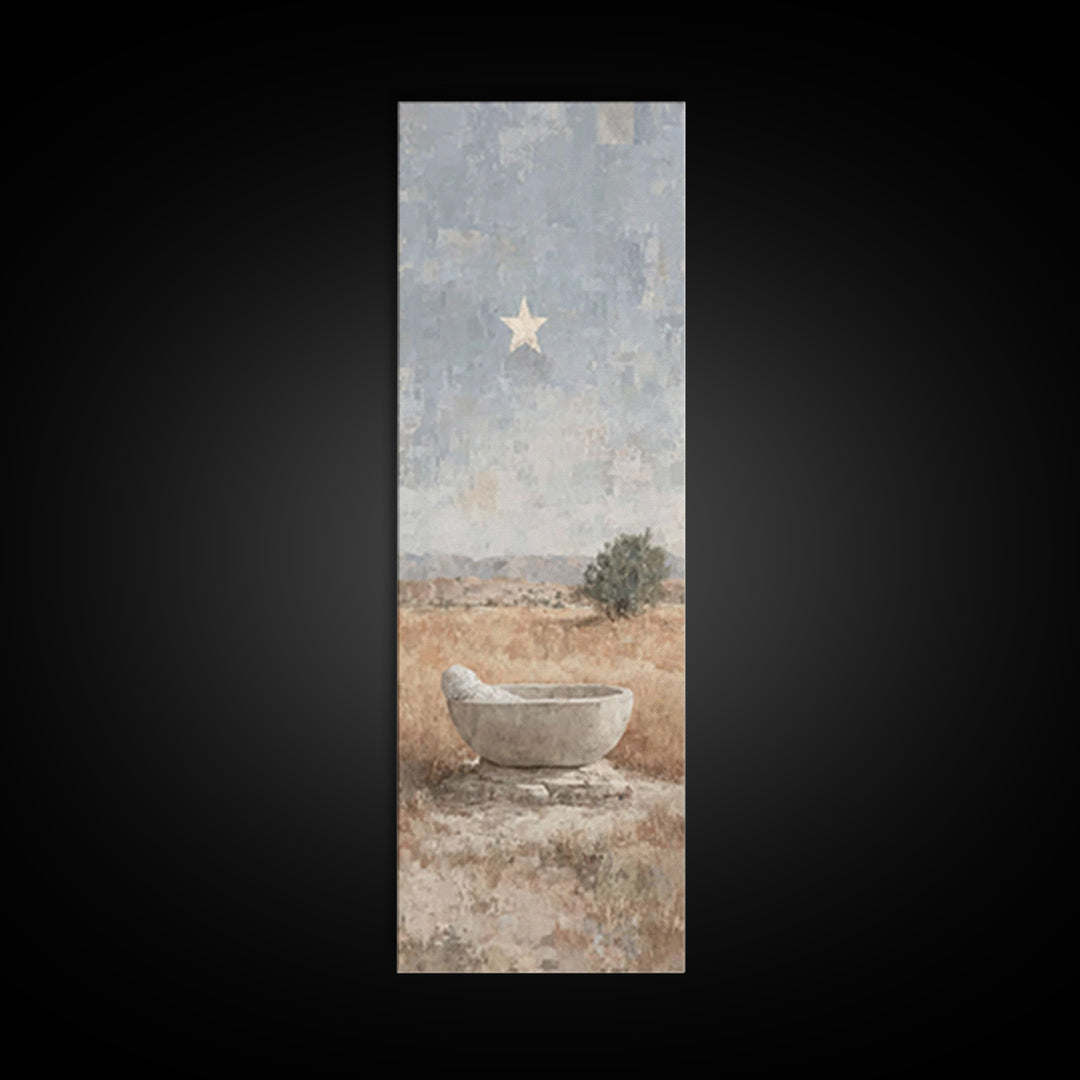 Guiding Star Basin | Framed Canvas Print | Tall Skinny Art Print | Christian Wall Art | Christian Art | Christmas Art | Jesus Painting | Ch