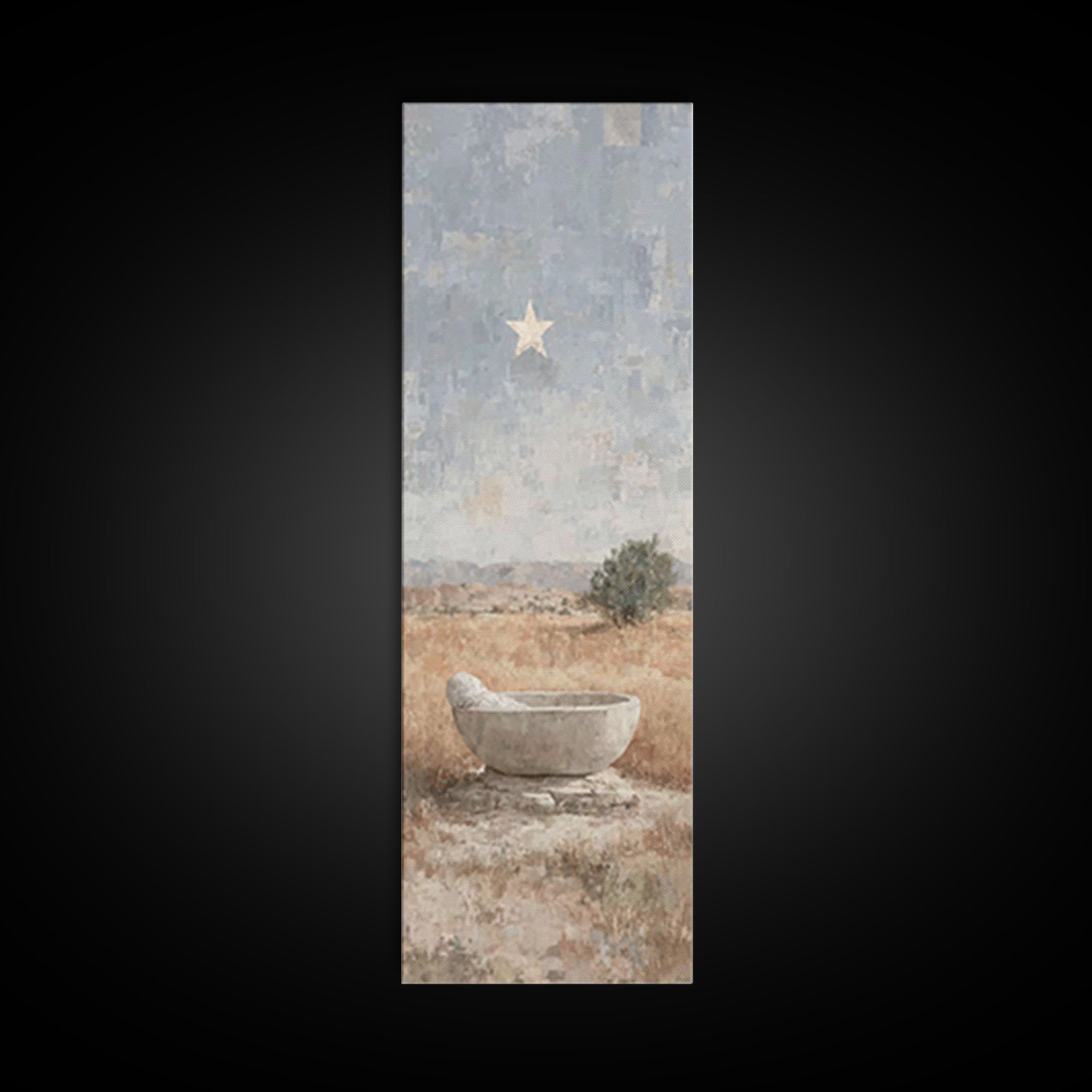 Guiding Star Basin | Framed Canvas Print | Tall Skinny Art Print | Christian Wall Art | Christian Art | Christmas Art | Jesus Painting | Ch