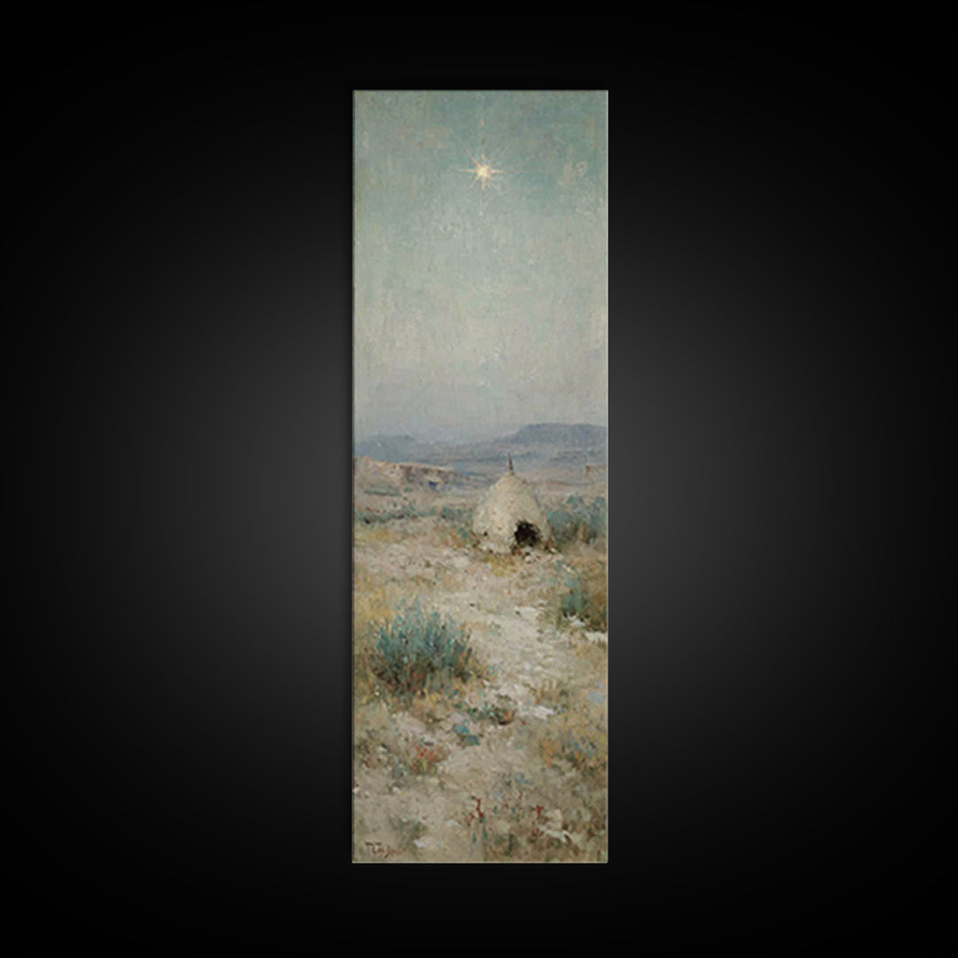 Bethlehem Dawn Glow, Framed Canvas Print, Skinny Art, Christian Art Canvas, Christian Christmas Art, Christian Painting, Christian Wall Art