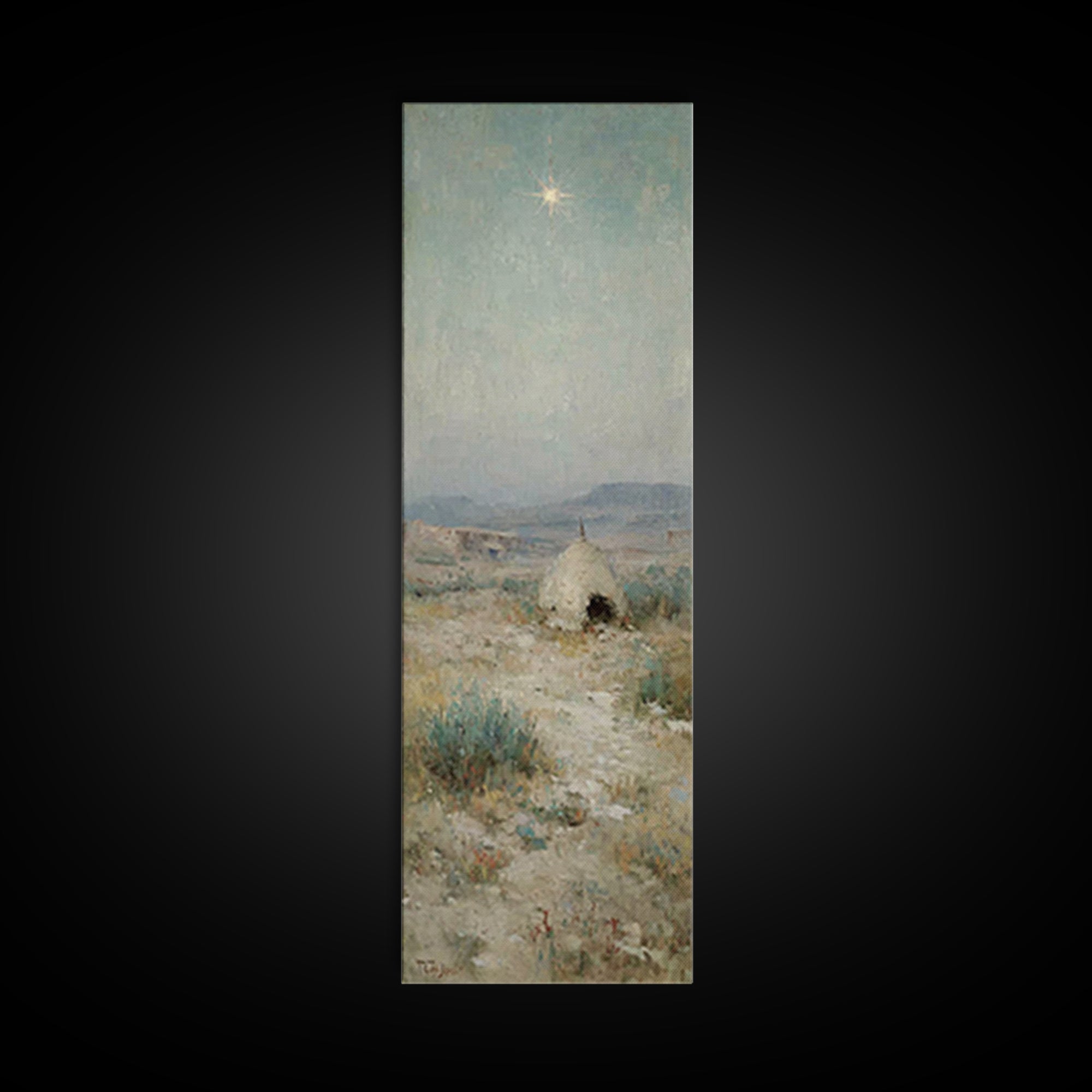 Bethlehem Dawn Glow, Framed Canvas Print, Skinny Art, Christian Art Canvas, Christian Christmas Art, Christian Painting, Christian Wall Art