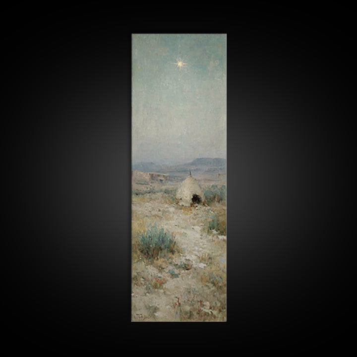 Bethlehem Dawn Glow, Framed Canvas Print, Skinny Art, Christian Art Canvas, Christian Christmas Art, Christian Painting, Christian Wall Art