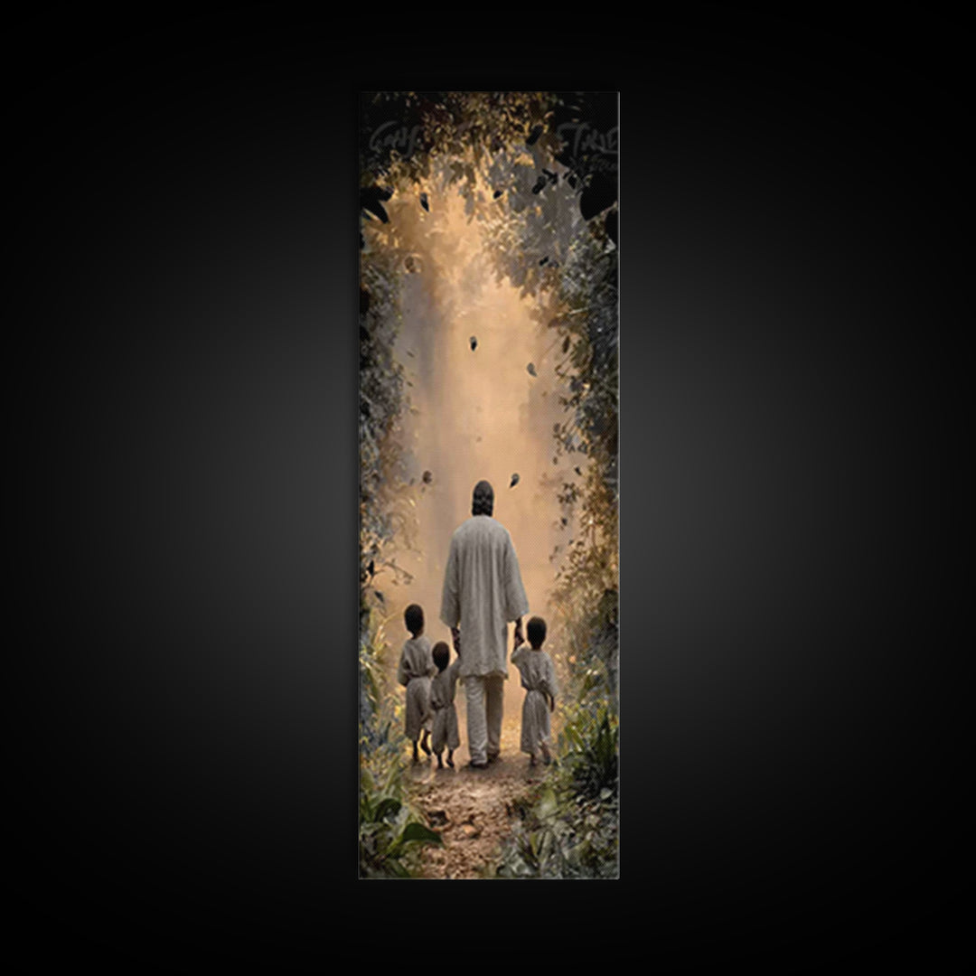 Children Of Light, Framed Canvas Print, Tall Skinny Art Print, Jesus Painting, Christian Art Canvas, Christian Wall Art, Christian Art