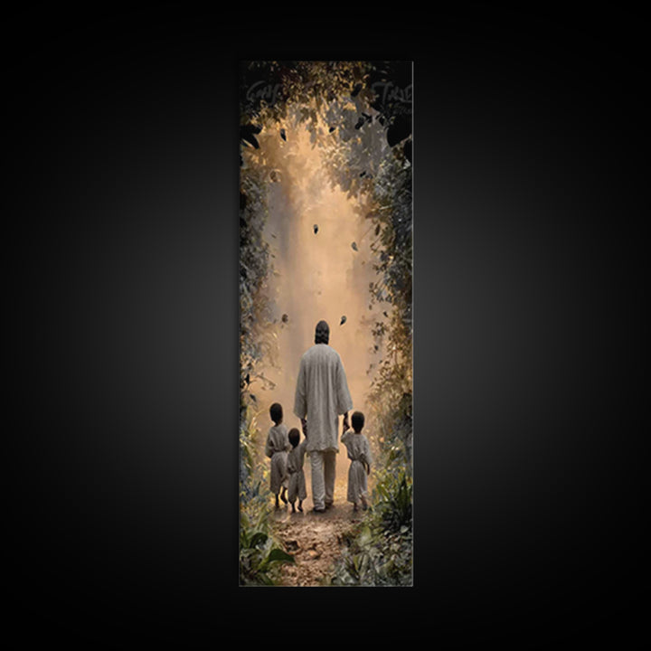 Children Of Light, Framed Canvas Print, Tall Skinny Art Print, Jesus Painting, Christian Art Canvas, Christian Wall Art, Christian Art