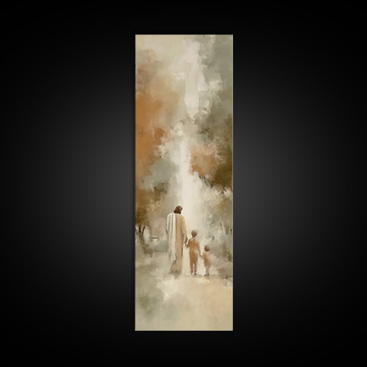 Walk In His Peace | Framed Canvas Print | Narrow Art | Christian Art Canvas | Jesus Painting | Christian Wall Art | Christian Art