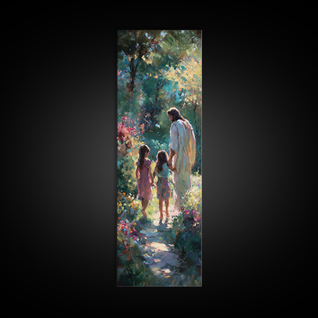 Pathway Of Hope, Framed Canvas Print, Tall Narrow Wall Art, Jesus Painting, Christian Art, Christian Art Canvas, Christian Wall Art